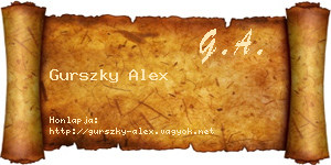 Gurszky Alex névjegykártya